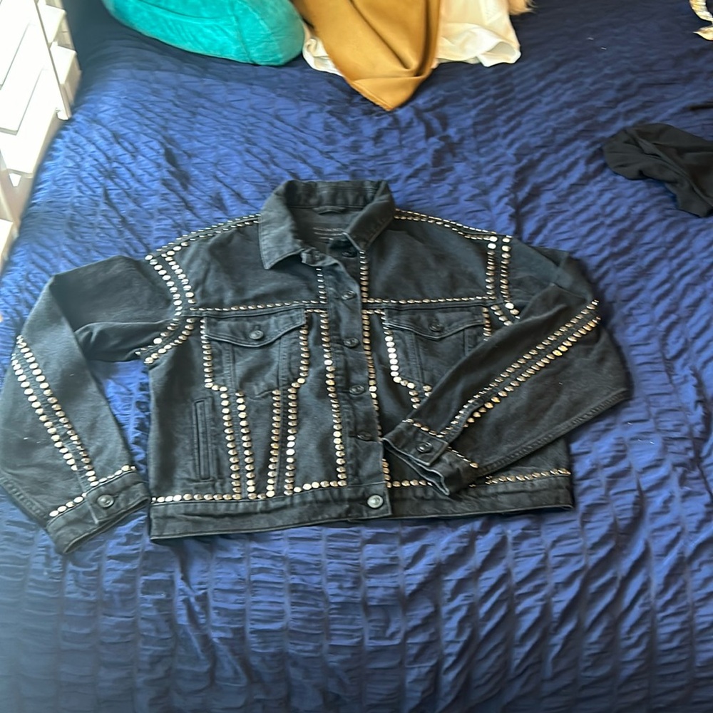 ALLSAINTS denim jacket with metal accents (size 8)